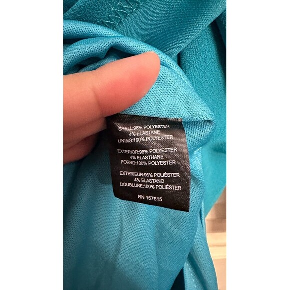 Tahari ASL Side Knot Long Sleeve Knit Dress in Peacock Blue SIZE 8 - Picture 5 of 5